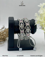 Celestia Luxe Bangles | ZAROSH JEWEL Mint Pink