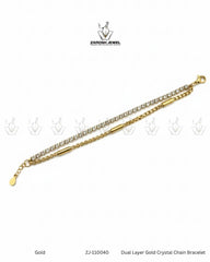 Dual Layer Gold Crystal Chain Bracelet | ZAROSH JEWEL