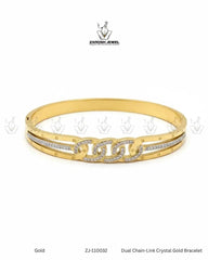 Dual Chain-Link Crystal Gold Bracelet | ZAROSH JEWEL
