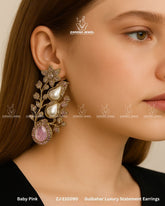 Gulbahar Luxury Statement Earrings | ZAROSH JEWEL Pink