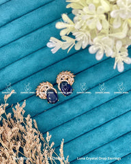 Luna Crystal Drop Earrings | ZAROSH JEWEL Navy Blue
