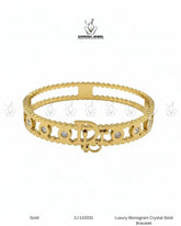 Luxury Monogram Crystal Gold Bracelet | ZAROSH JEWEL