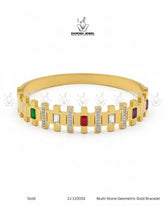 Multi-Stone Geometric Gold Bracelet | ZAROSH JEWEL