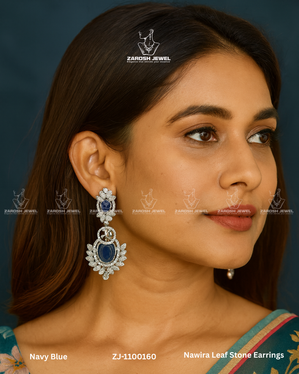 Nawira Leaf Stone Earrings | ZAROSH JEWEL