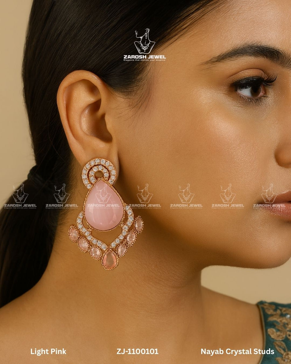Nayab Crystal Studs | ZAROSH JEWEL