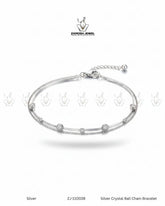 Silver Crystal Ball Chain Bracelet | ZAROSH JEWEL