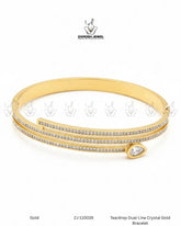 Teardrop Dual-Line Crystal Gold Bracelet | ZAROSH JEWEL
