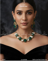 Zafira Luxe Pearl Choker Set | ZAROSH JEWEL Green