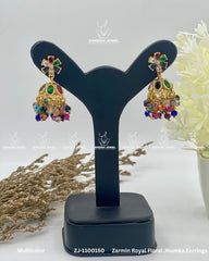 Zarmin Royal Floral Jhumka Earrings | ZAROSH JEWEL Multi
