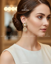Kundan Pearl Drop Earrings | ZAROSH JEWEL