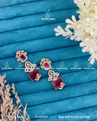 Zoya Noir Crystal Earrings | ZAROSH JEWEL Ruby Red