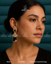 Zoya Noir Crystal Earrings | ZAROSH JEWEL Black