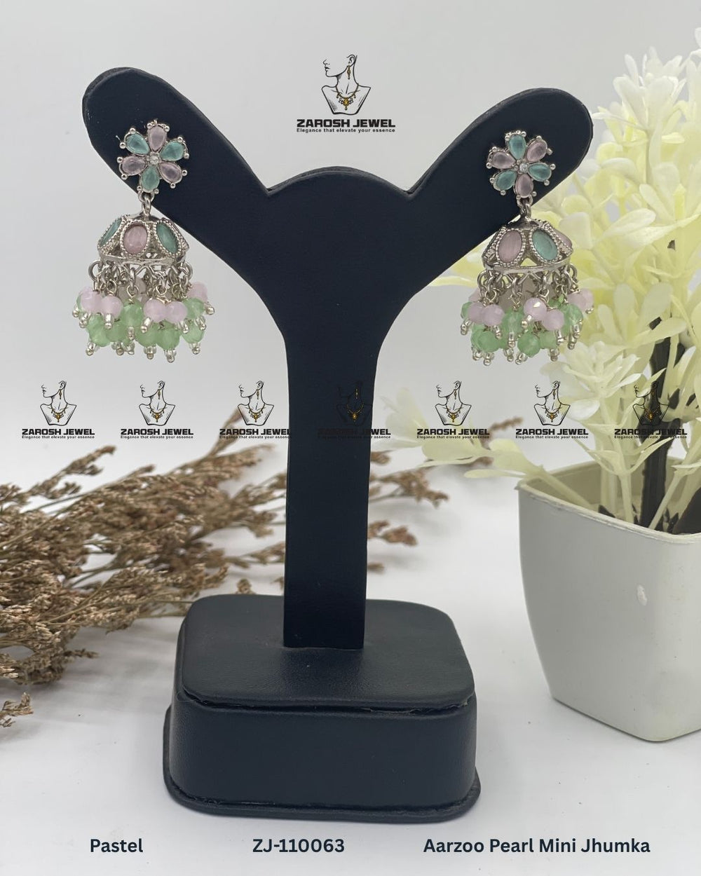 Aarzoo Pearl Mini Jhumka | ZAROSH JEWEL Pastel