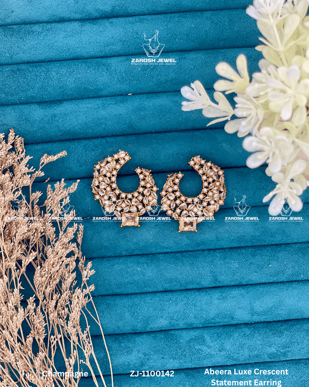 Abeera Luxe Crescent Statement Earring | ZAROSH JEWEL