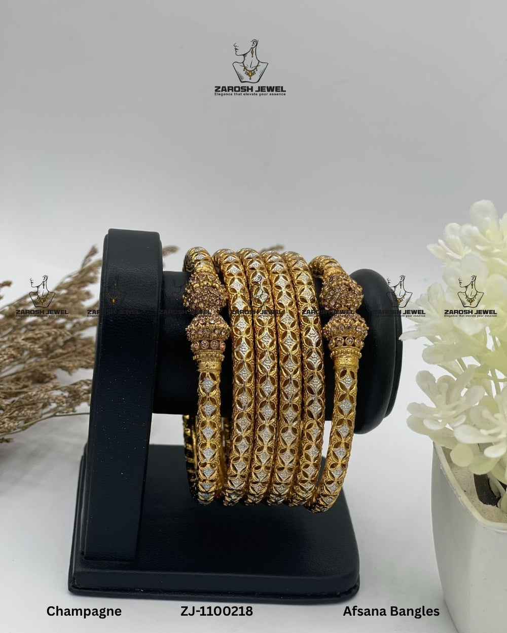 Afsana Bangles Openable | ZAROSH JEWEL Champagne
