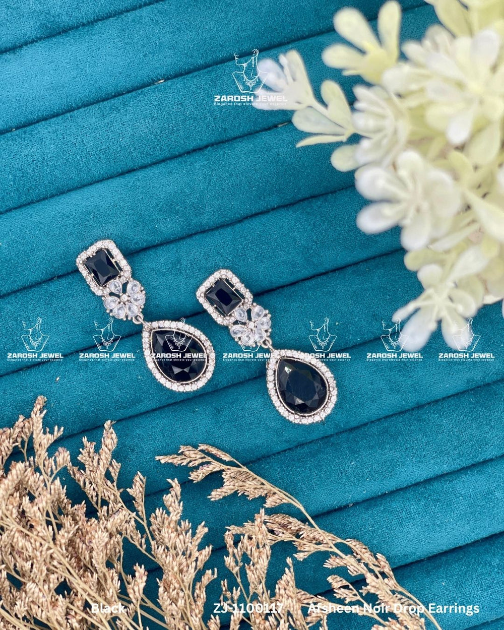 Afsheen Noir Drop Earrings | ZAROSH JEWEL Black