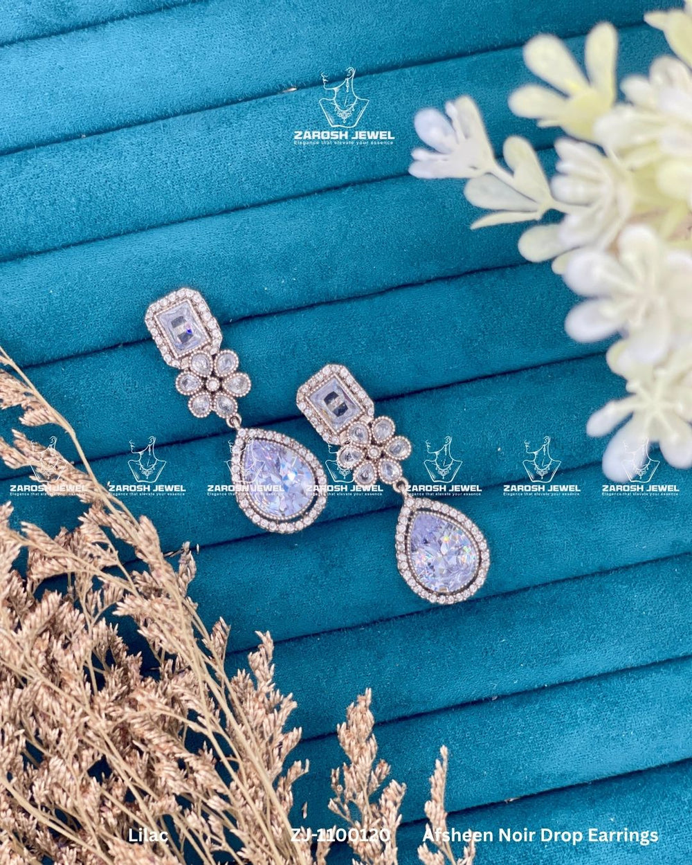 Afsheen Noir Drop Earrings | ZAROSH JEWEL Lilac