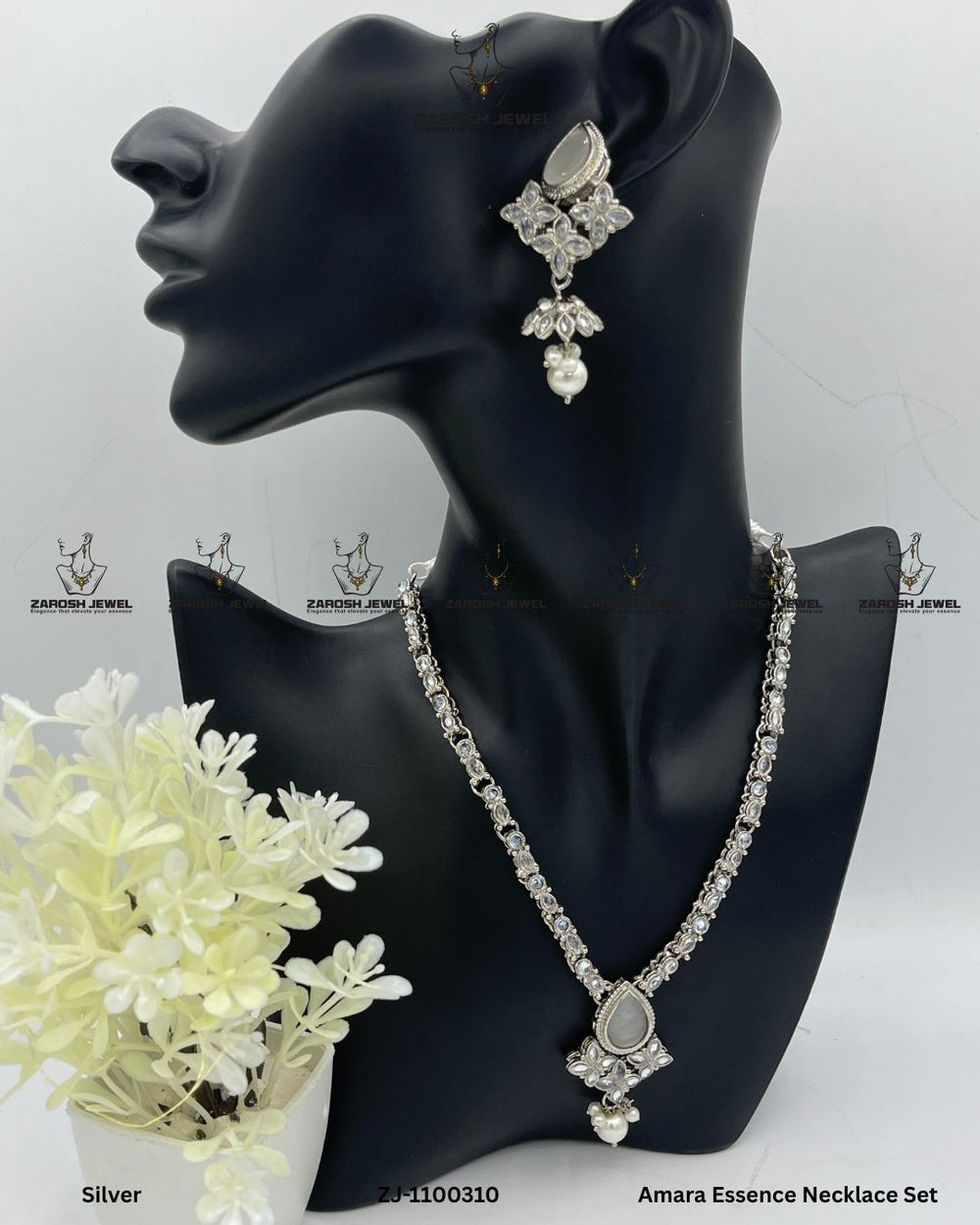 Amara Essence Necklace Set | ZAROSH JEWEL Silver