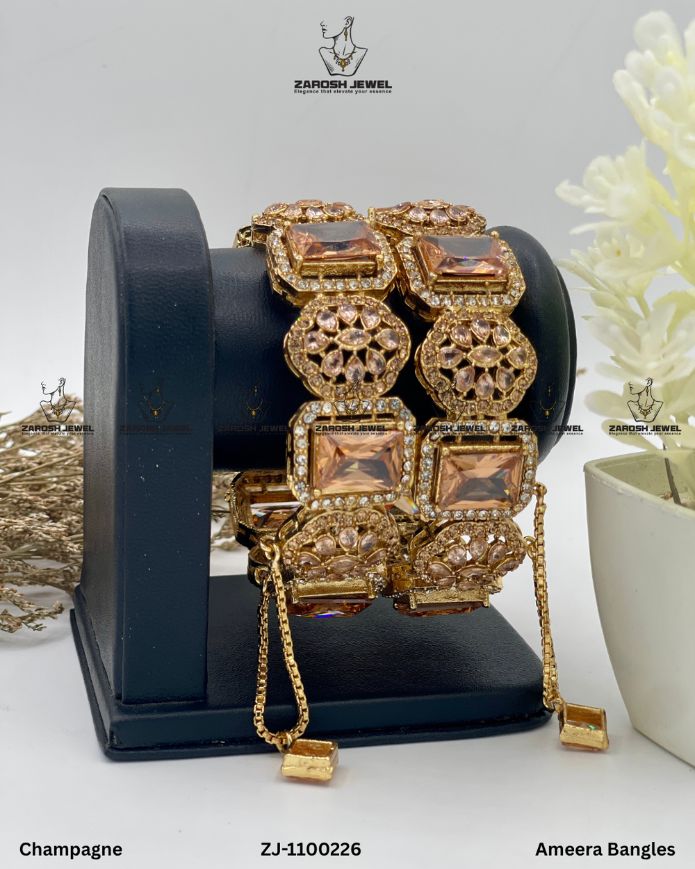 Ameera Bangles Openable | ZAROSH JEWEL Champagne