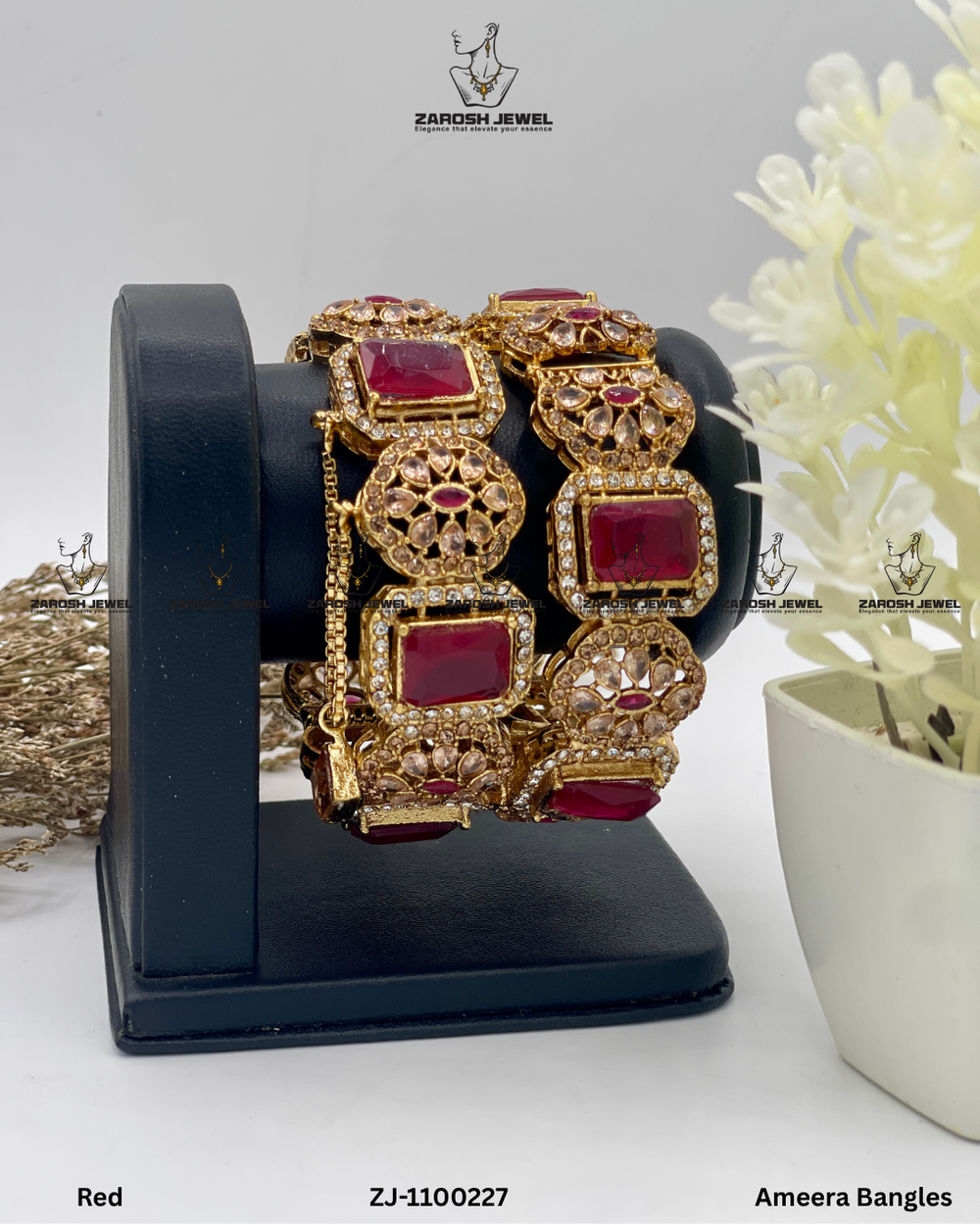 Ameera Bangles Openable | ZAROSH JEWEL Red