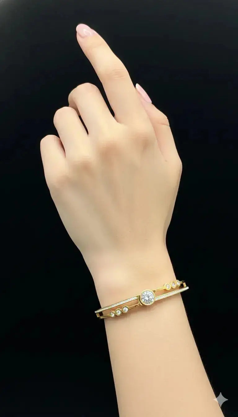 Aurora Solitaire Gold Bracelet | ZAROSH JEWEL