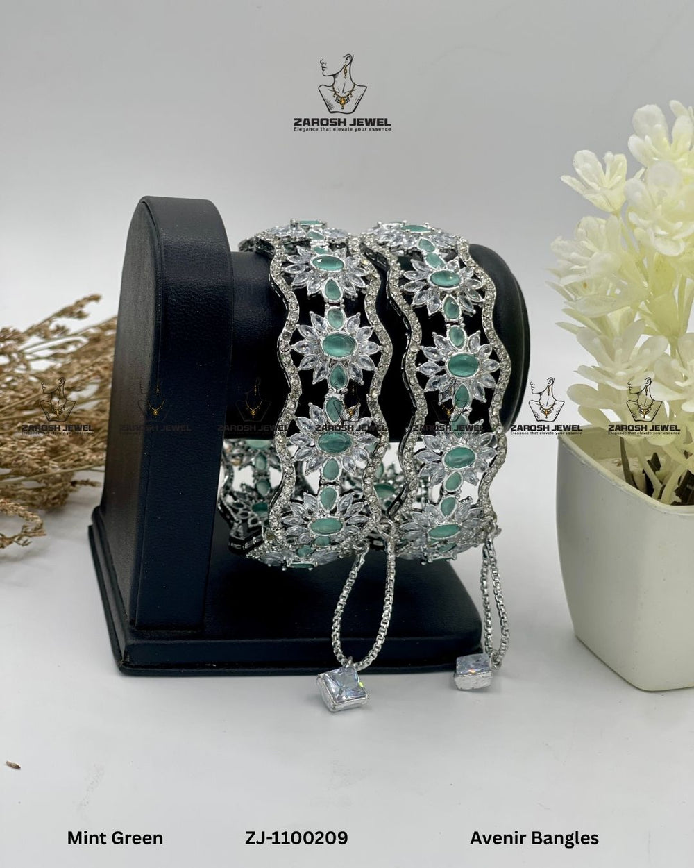 Avenir Bangles Openable | ZAROSH JEWEL Mint Green