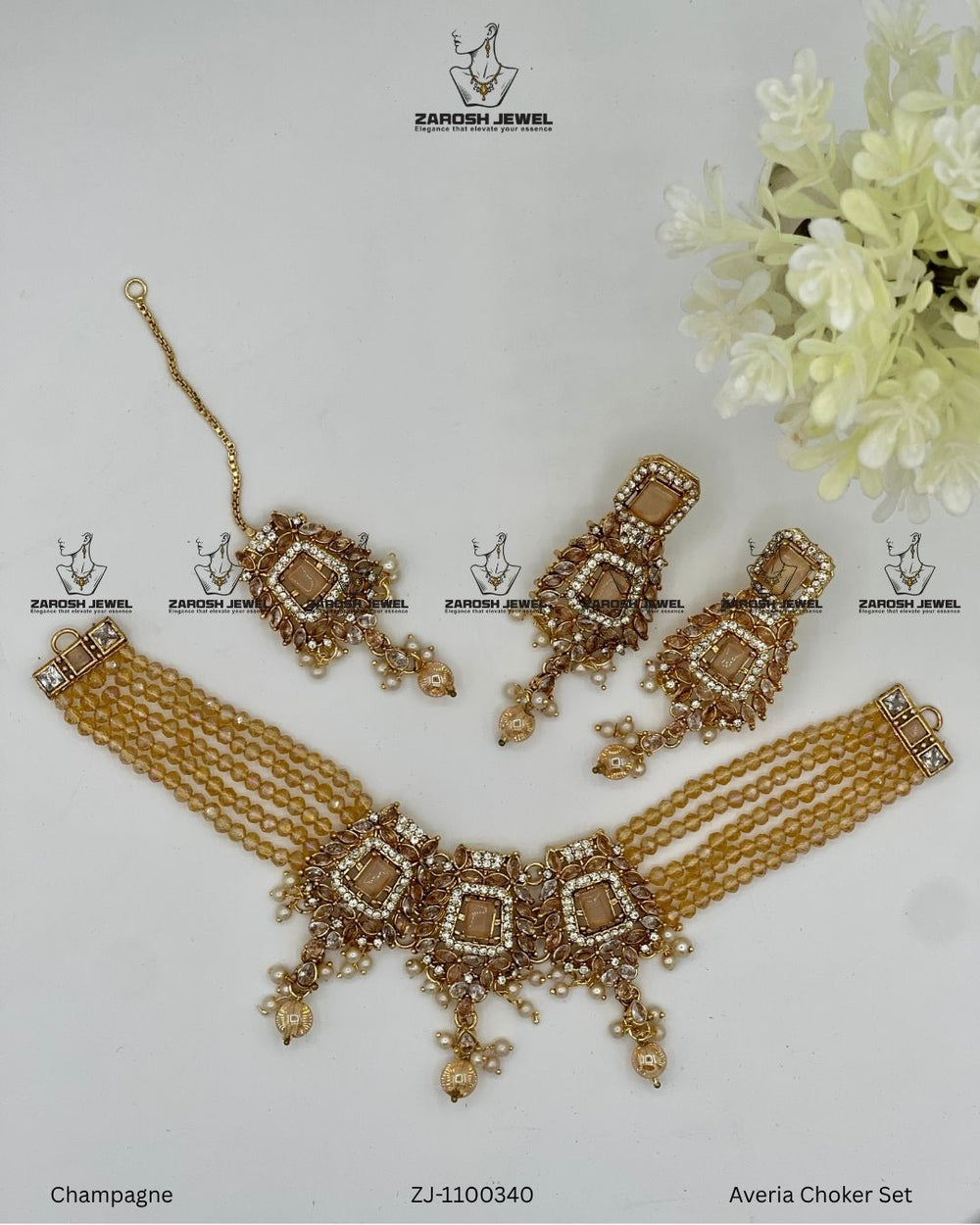 Averia Choker Set | ZAROSH JEWEL Champagne