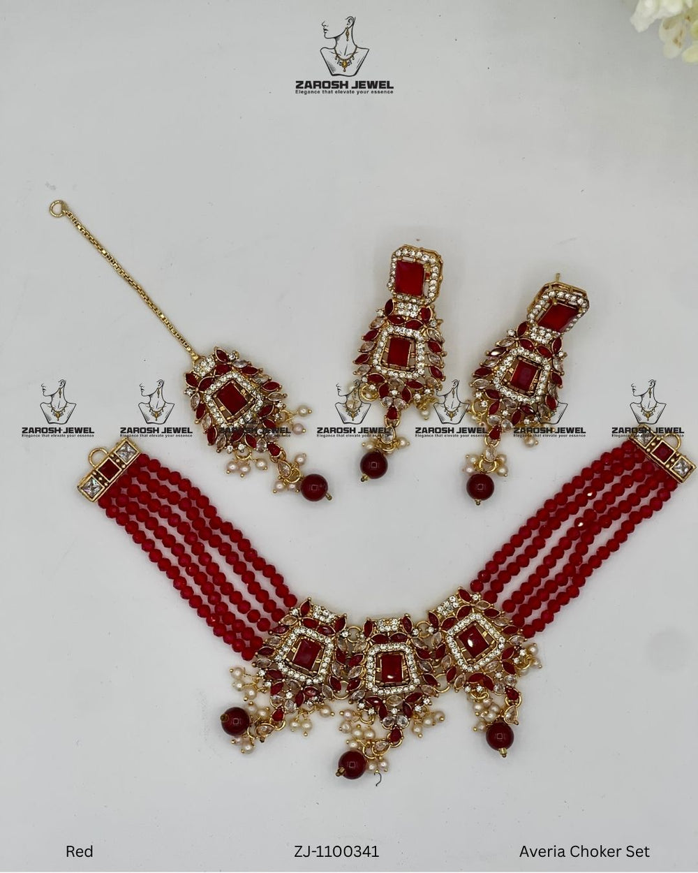 Averia Choker Set | ZAROSH JEWEL Red