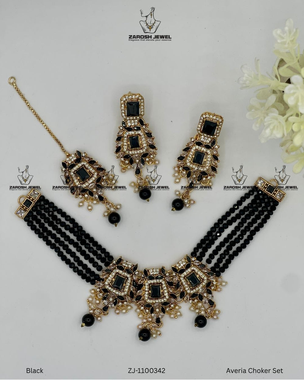 Averia Choker Set | ZAROSH JEWEL Black