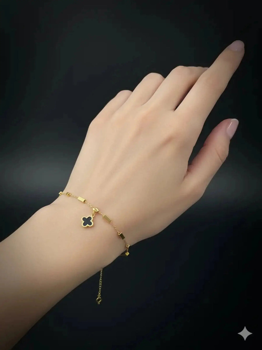 Black Clover Charm Gold Bracelet | ZAROSH JEWEL