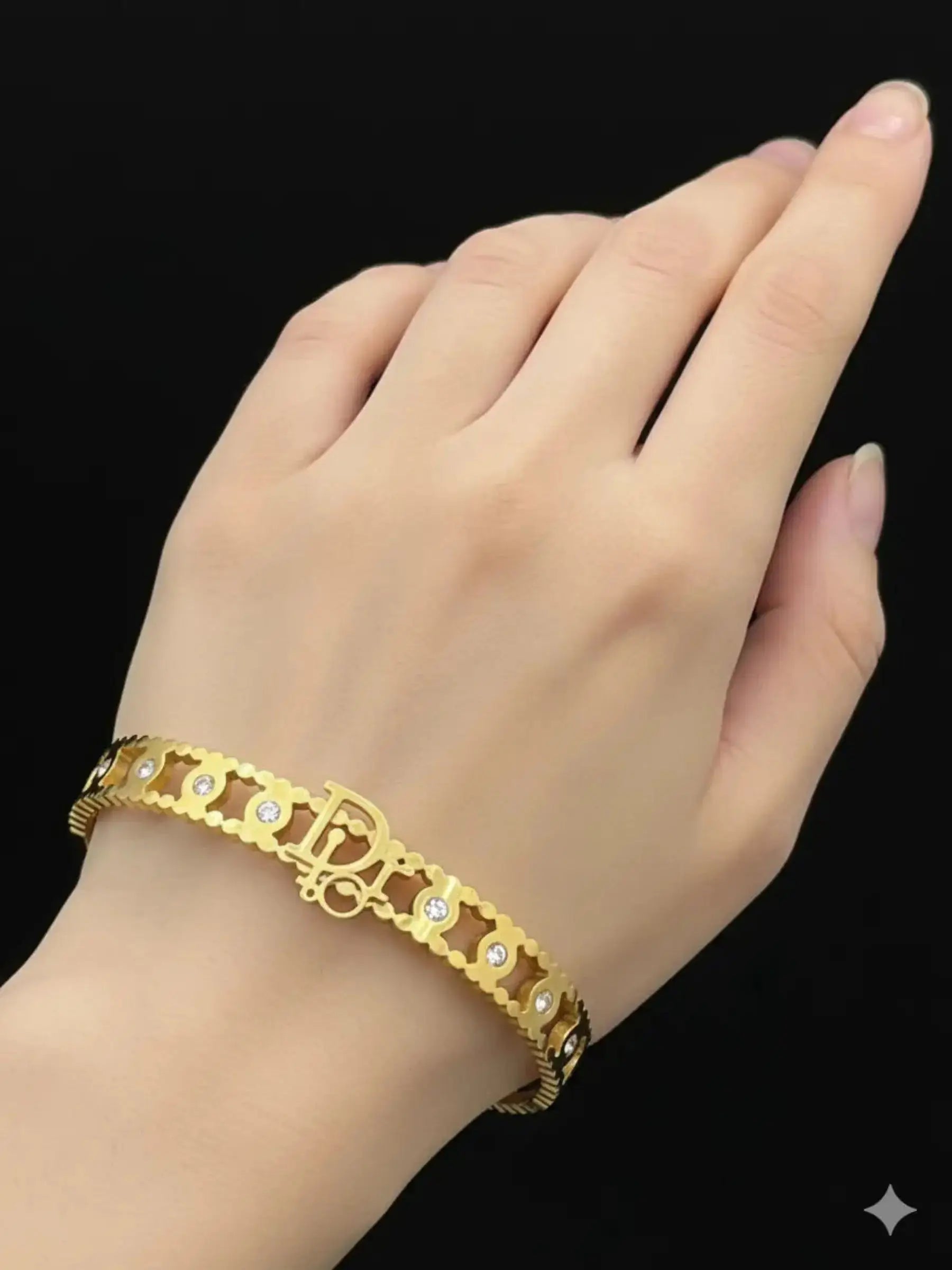 Luxury Monogram Crystal Gold Bracelet | ZAROSH JEWEL