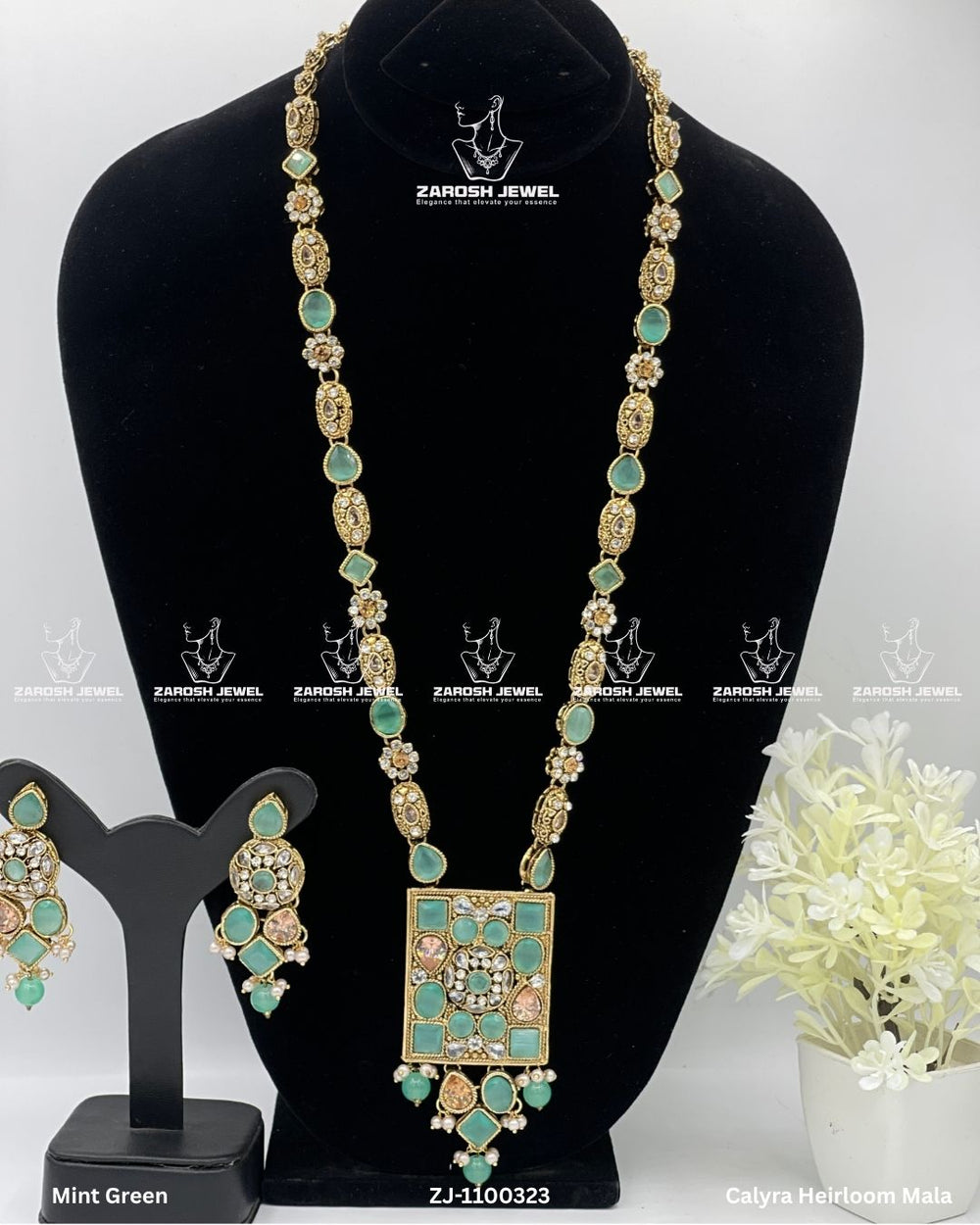 Calyra Heirloom Mala | ZAROSH JEWEL Mint Green