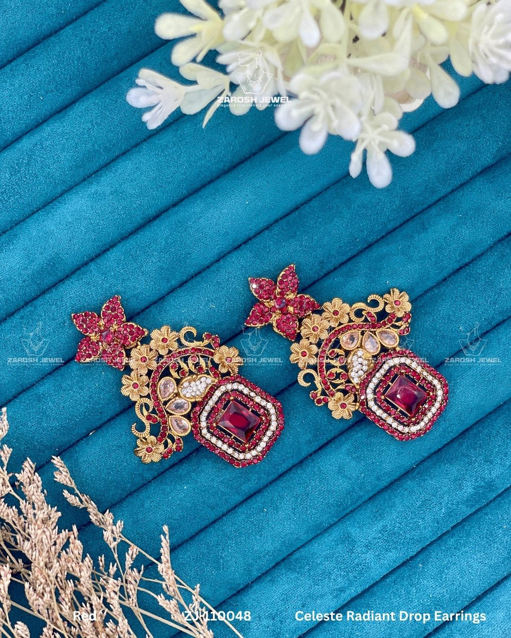 Celeste Radiant Drop Earrings | ZAROSH JEWEL Red