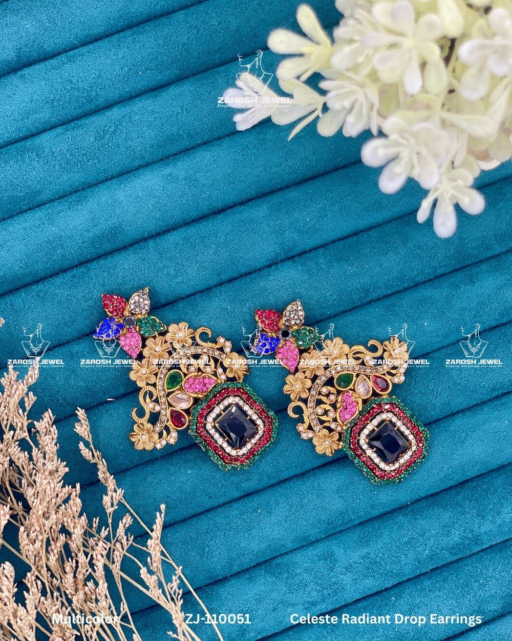 Celeste Radiant Drop Earrings | ZAROSH JEWEL Multi