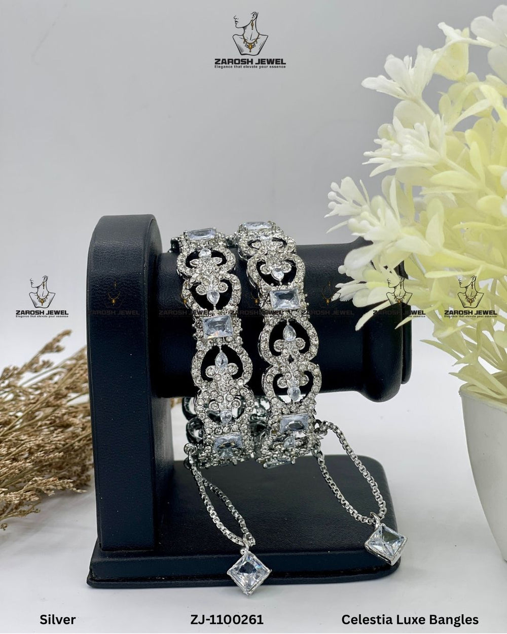 Celestia Luxe Bangles Openable | ZAROSH JEWEL Silver