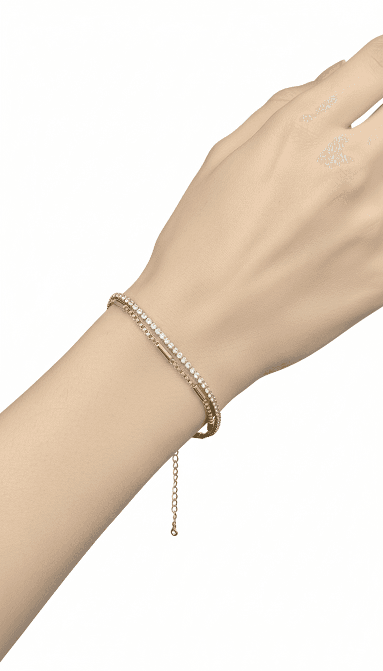 Dual Layer Gold Crystal Chain Bracelet | ZAROSH JEWEL