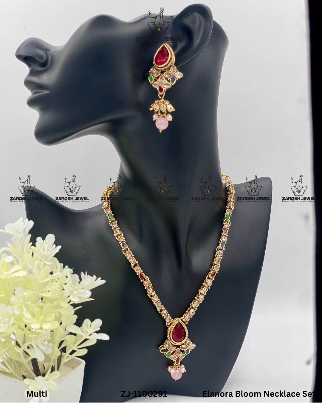 Elanora Bloom Necklace Set | ZAROSH JEWEL Multi