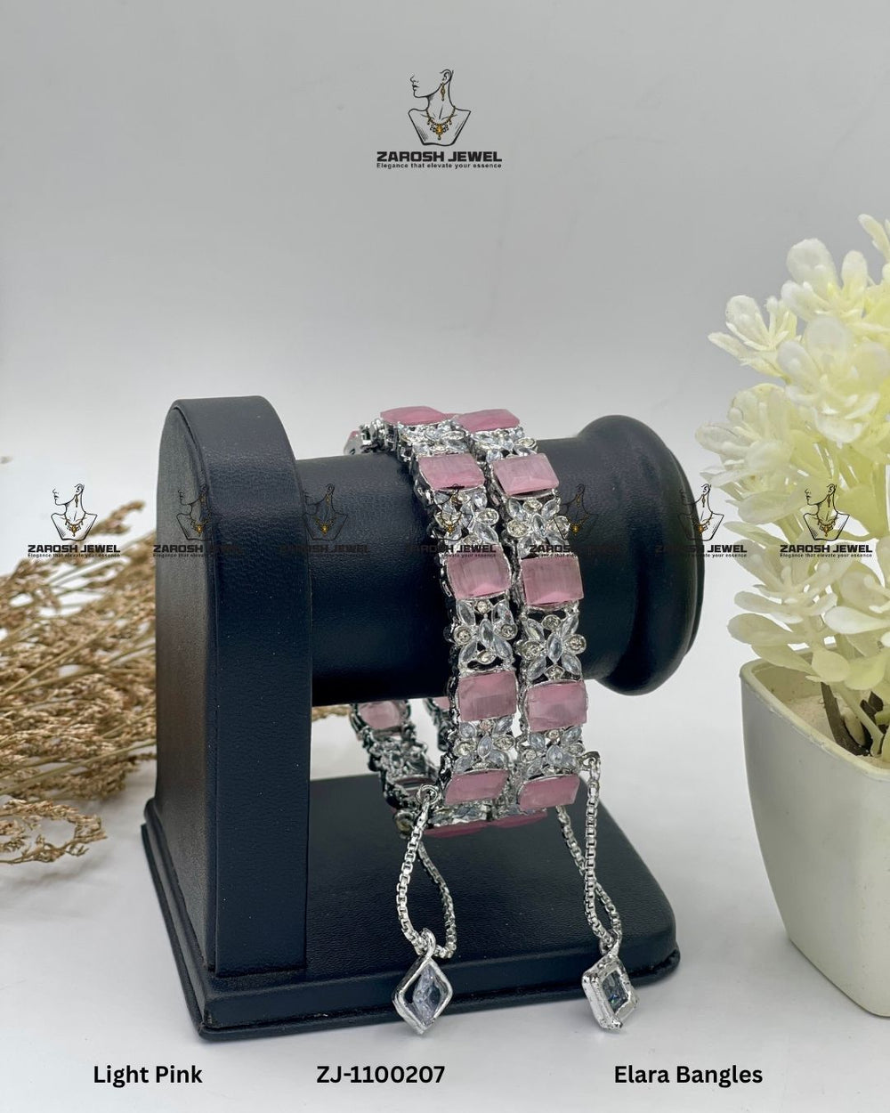 Elara Bangles Openable | ZAROSH JEWEL Mint Pink