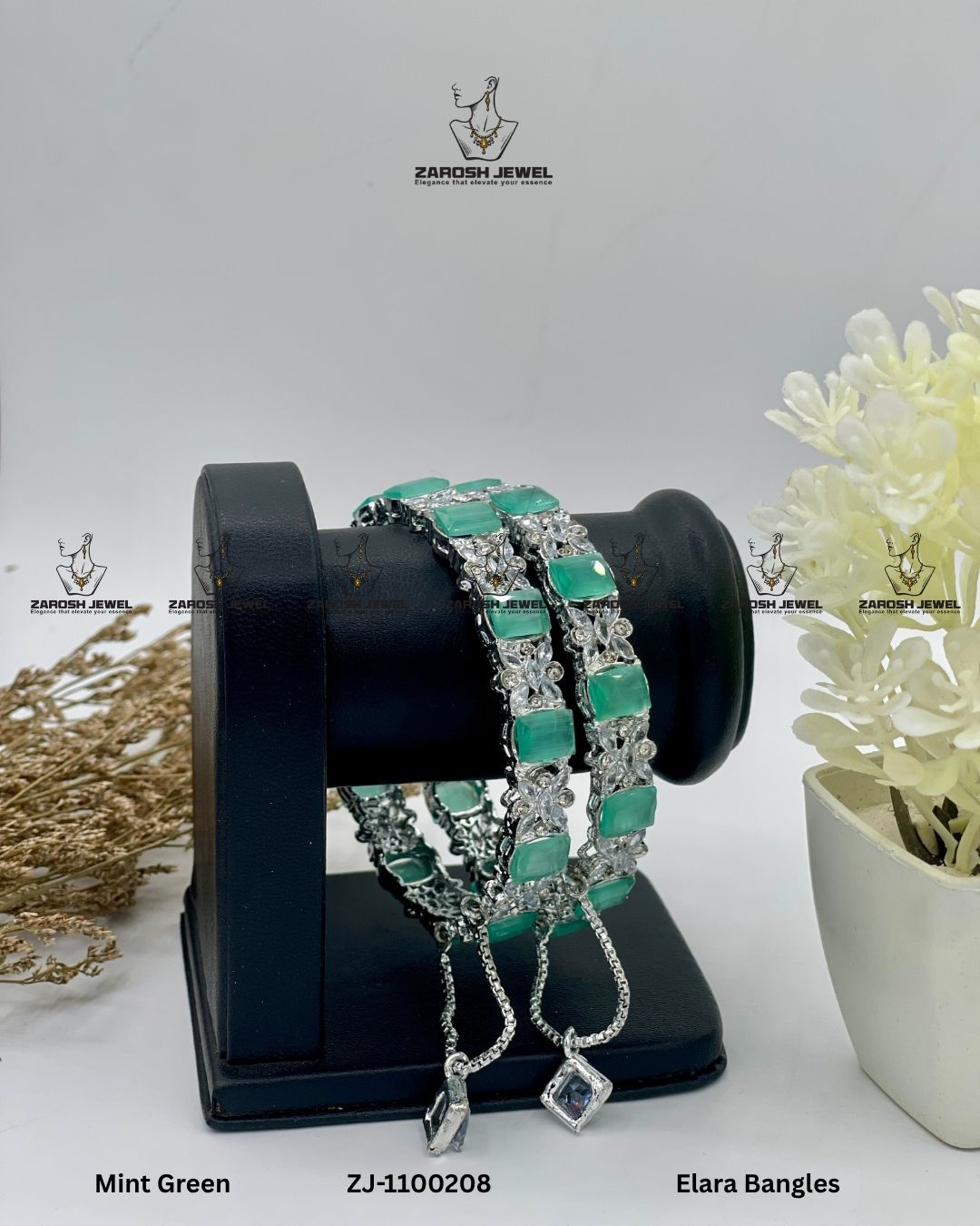 Elara Bangles | ZAROSH JEWEL Mint Green
