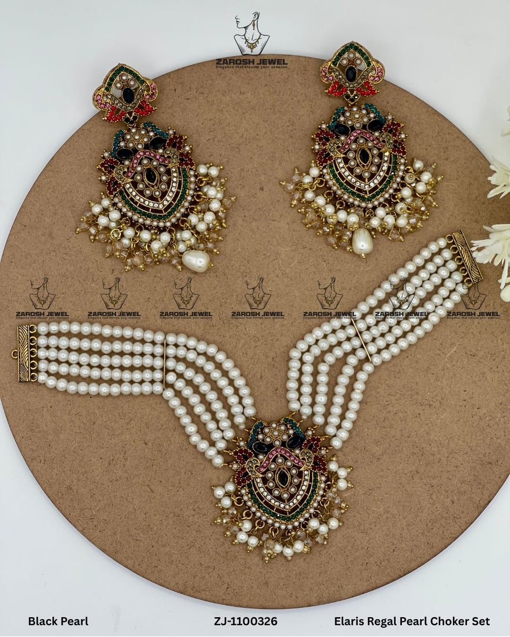 Elaris Regal Pearl Choker Set | ZAROSH JEWEL Black Pearl