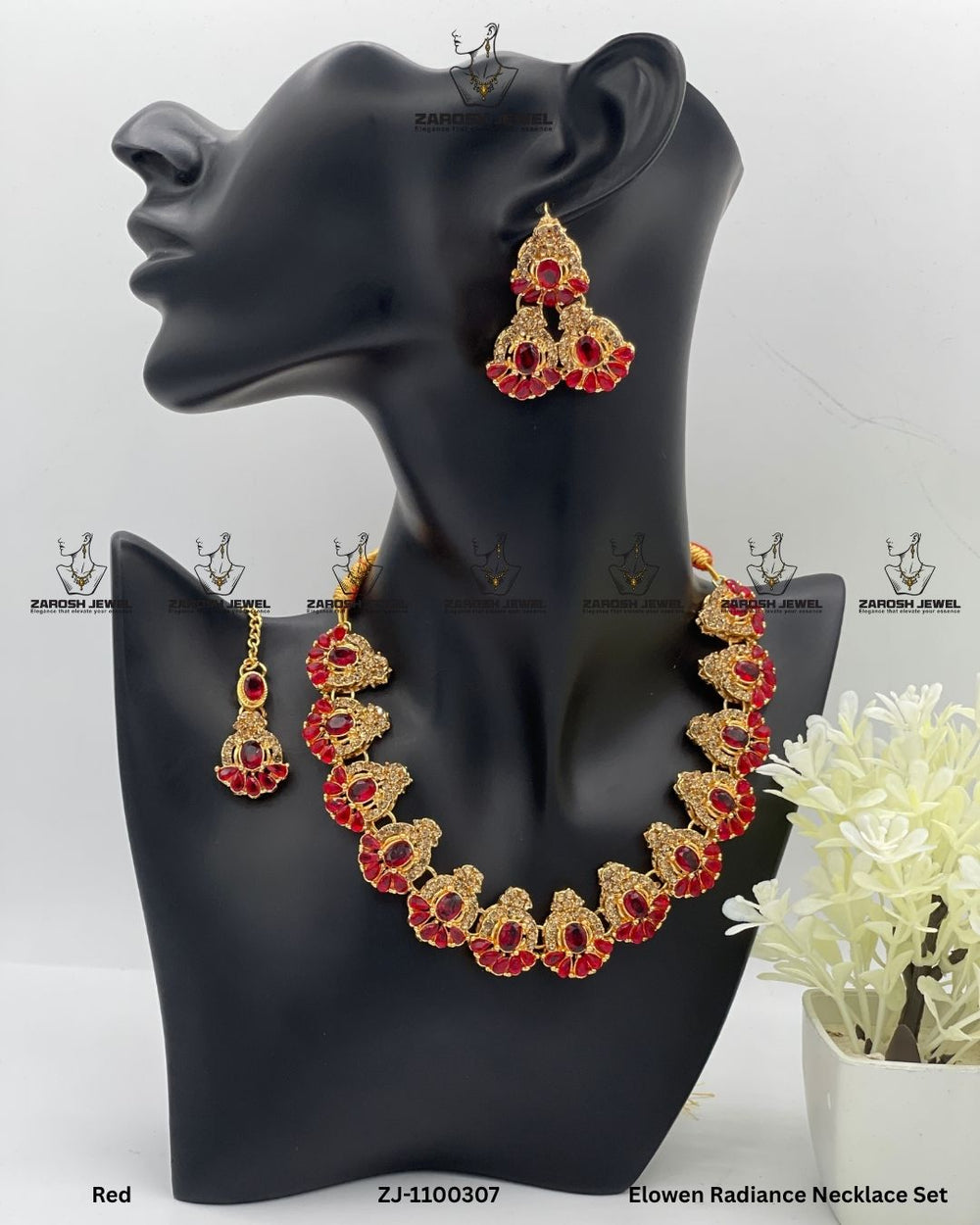 Elowen Radiance Necklace Set | ZAROSH JEWEL Red