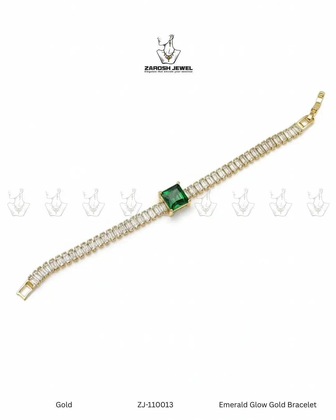 Emerald Glow Gold Bracelet | ZAROSH JEWEL