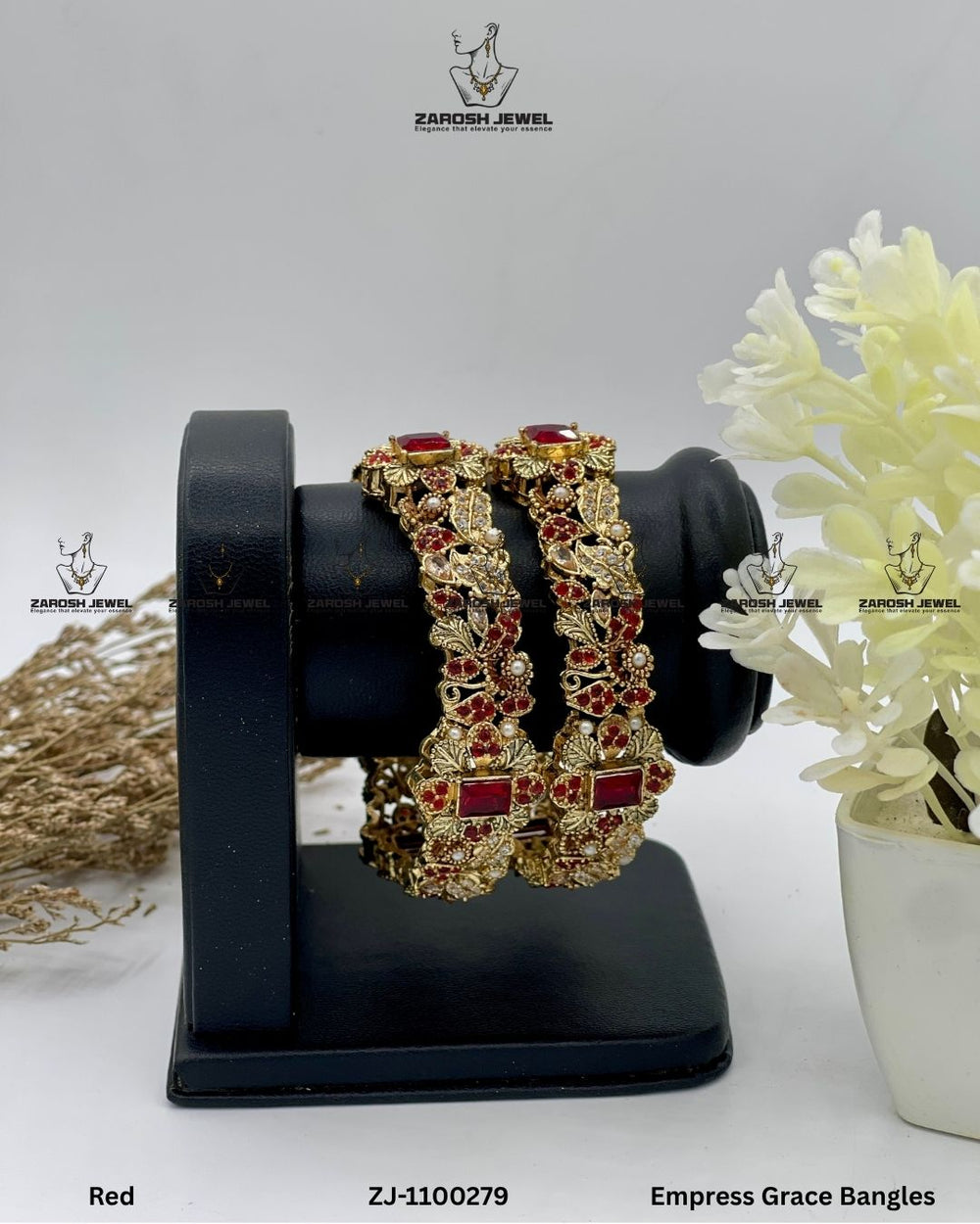 Empress Grace Bangles Openable | ZAROSH JEWEL Red