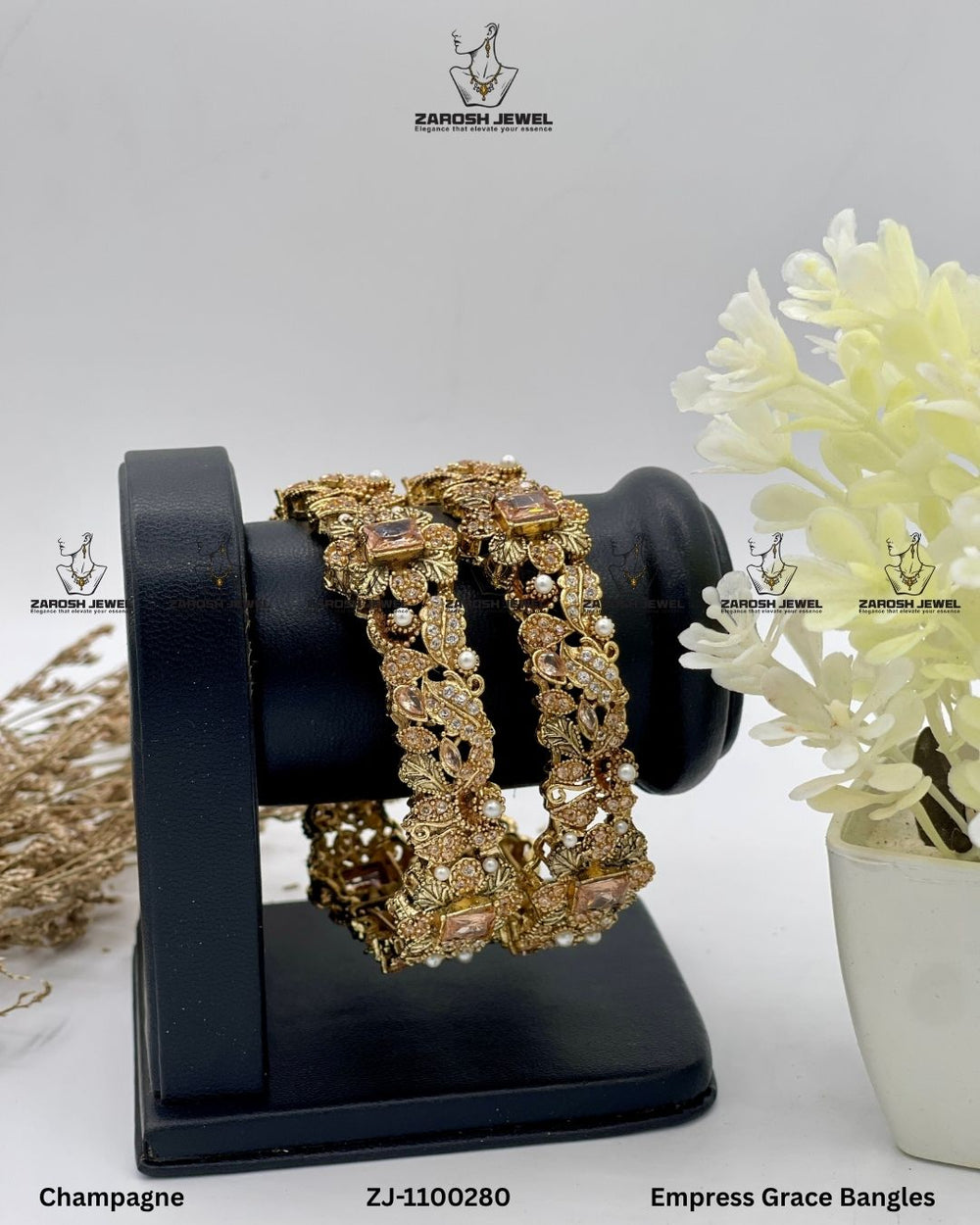 Empress Grace Bangles Openable | ZAROSH JEWEL Champagne