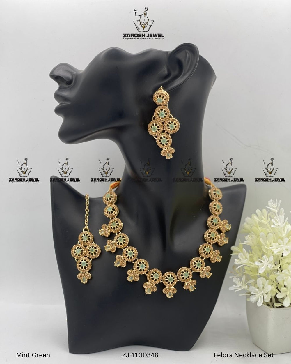 Felora Necklace Set | ZAROSH JEWEL Mint Green