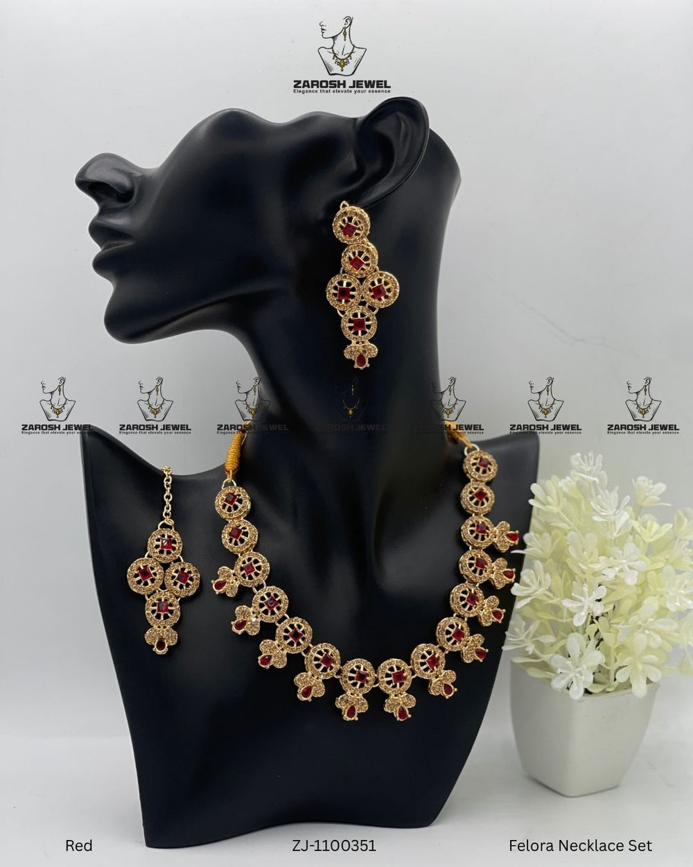 Felora Necklace Set | ZAROSH JEWEL Red