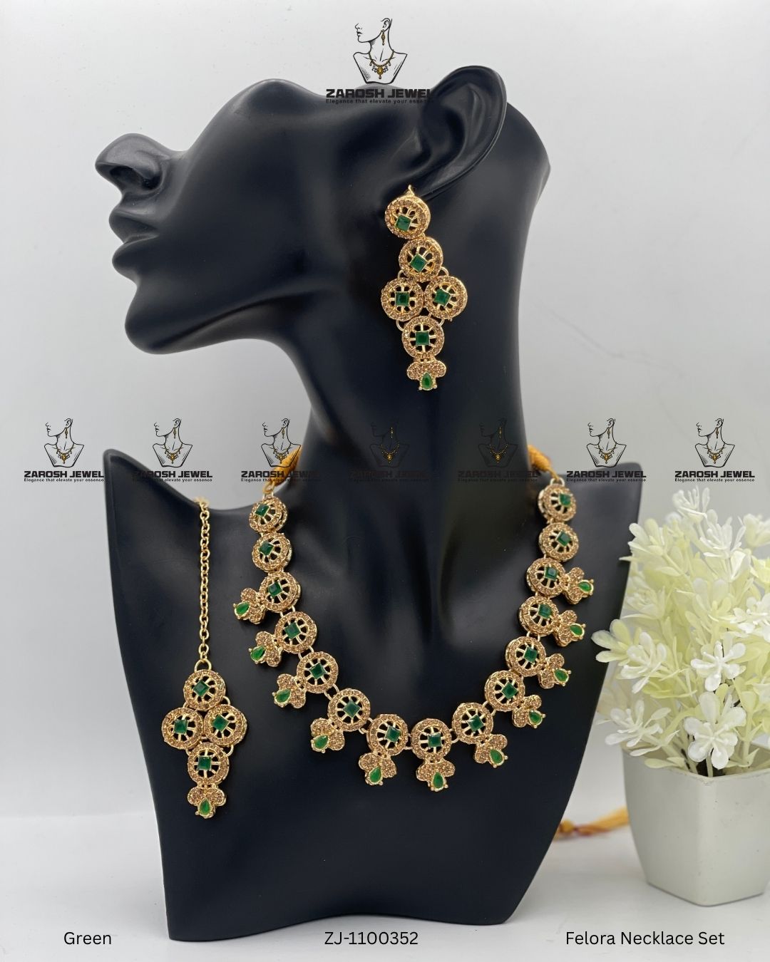 Felora Necklace Set | ZAROSH JEWEL Green