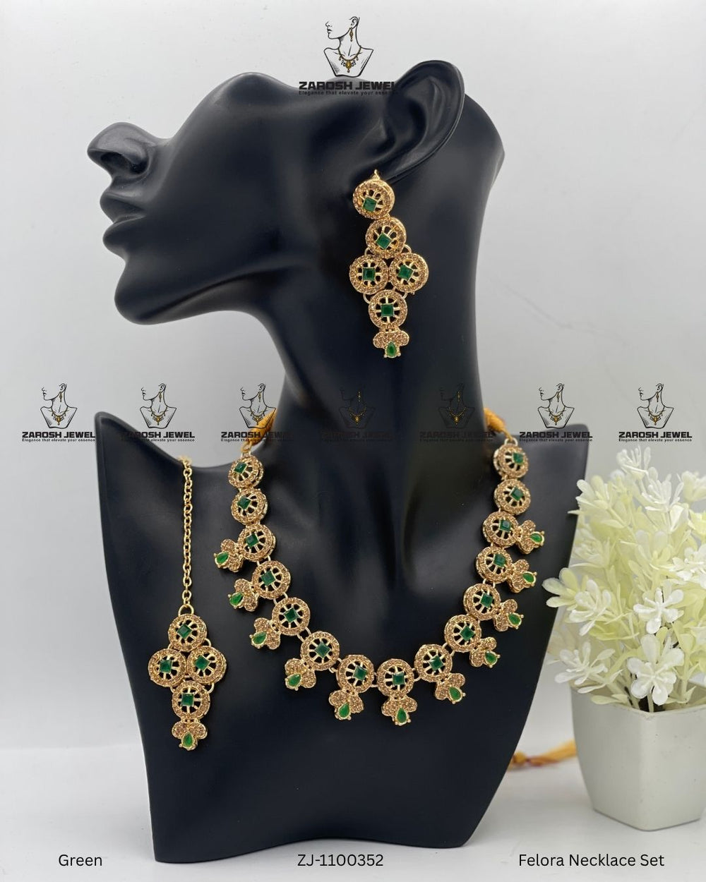 Felora Necklace Set | ZAROSH JEWEL Green