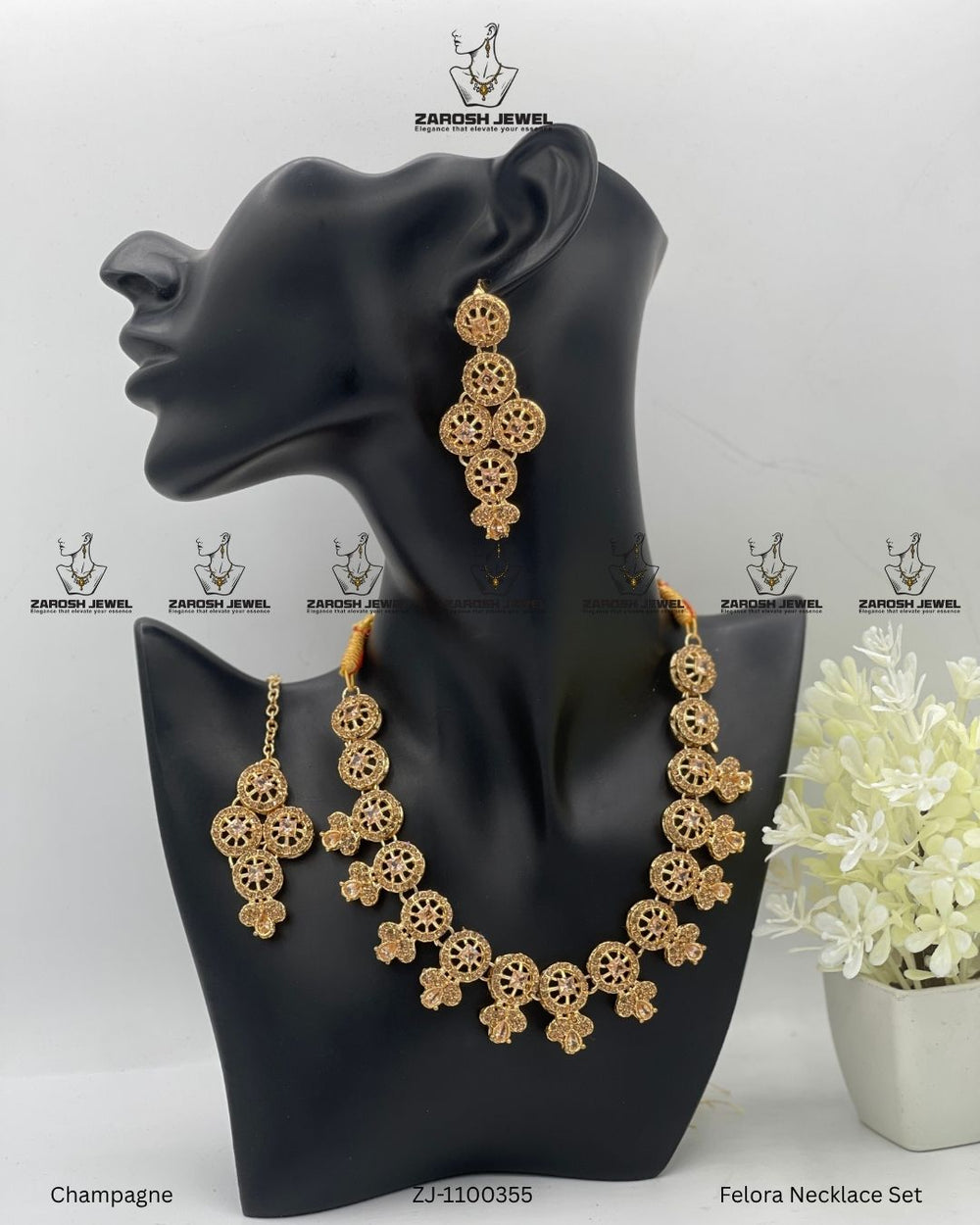 Felora Necklace Set | ZAROSH JEWEL Champagne
