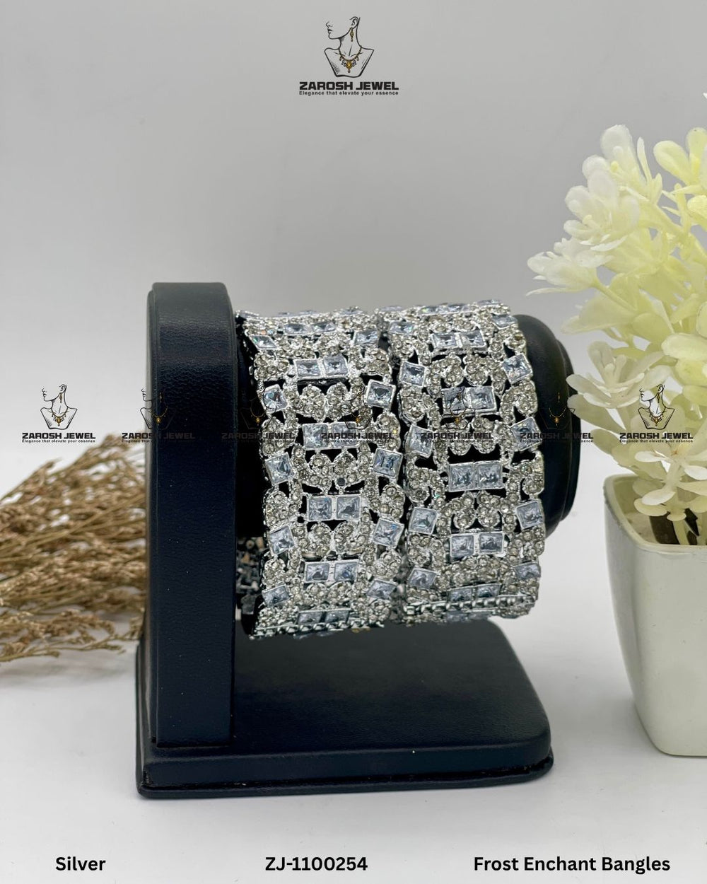 Frost Enchant Bangles Openable | ZAROSH JEWEL Silver